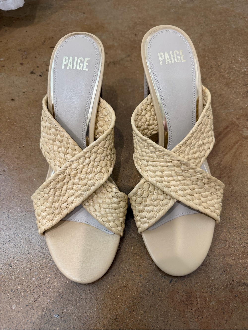 PAIGE Nova Raffia Mules Braided Crossover Sandals Size 9.5 NWOT Block Heel - Picture 6 of 7